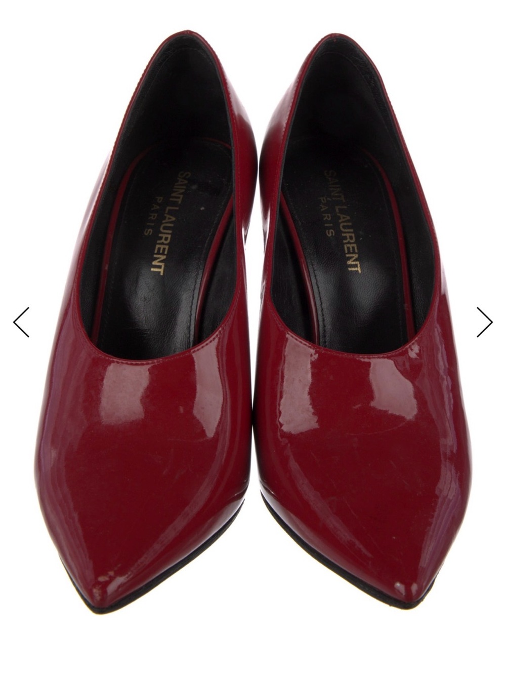 Saint Laurent Burgundy Patent Pointed-Toe Pumps